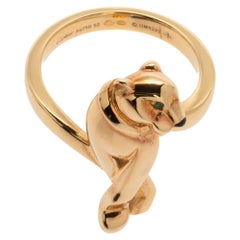 Cartier Panthere de Cartier Tsavorite Onyx 18K Yellow Gold Ring Size 52