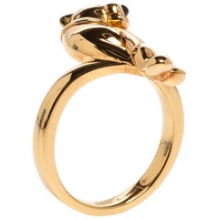 Cartier Panthere de Cartier Tsavorite Onyx 18K Yellow Gold Ring Size 52