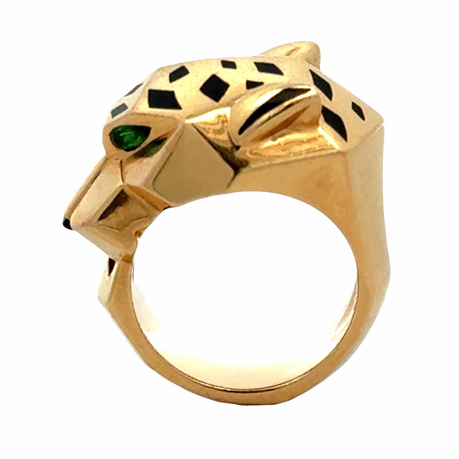 Cartier Panthère de Cartier Tsavortie Black Onyx 18KYG Ring B&P Size 54 ( US 7) in vendita 4