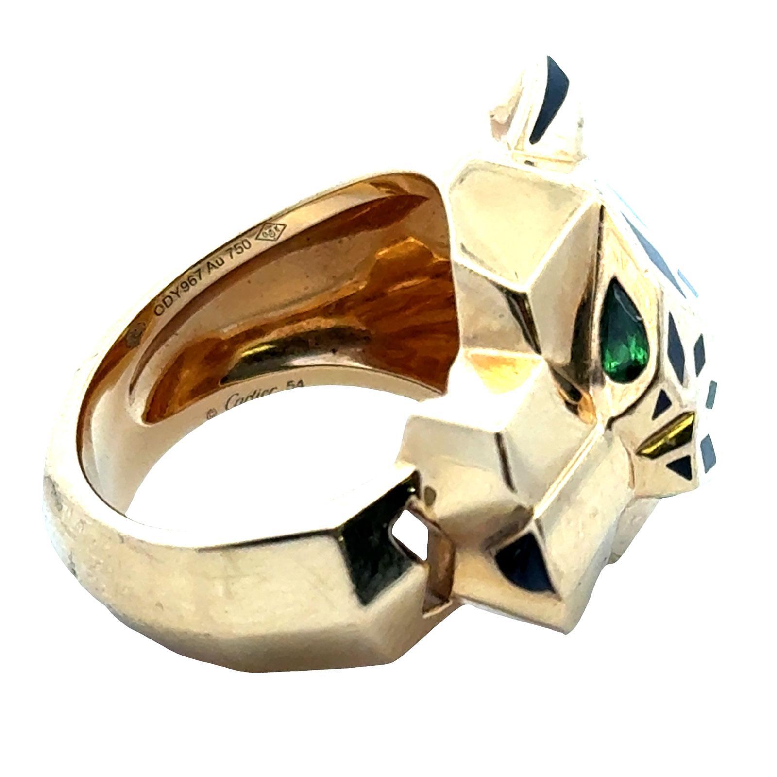 Cartier Panthère de Cartier Tsavortie Black Onyx 18KYG Ring B&P Size 54 ( US 7) in vendita 5