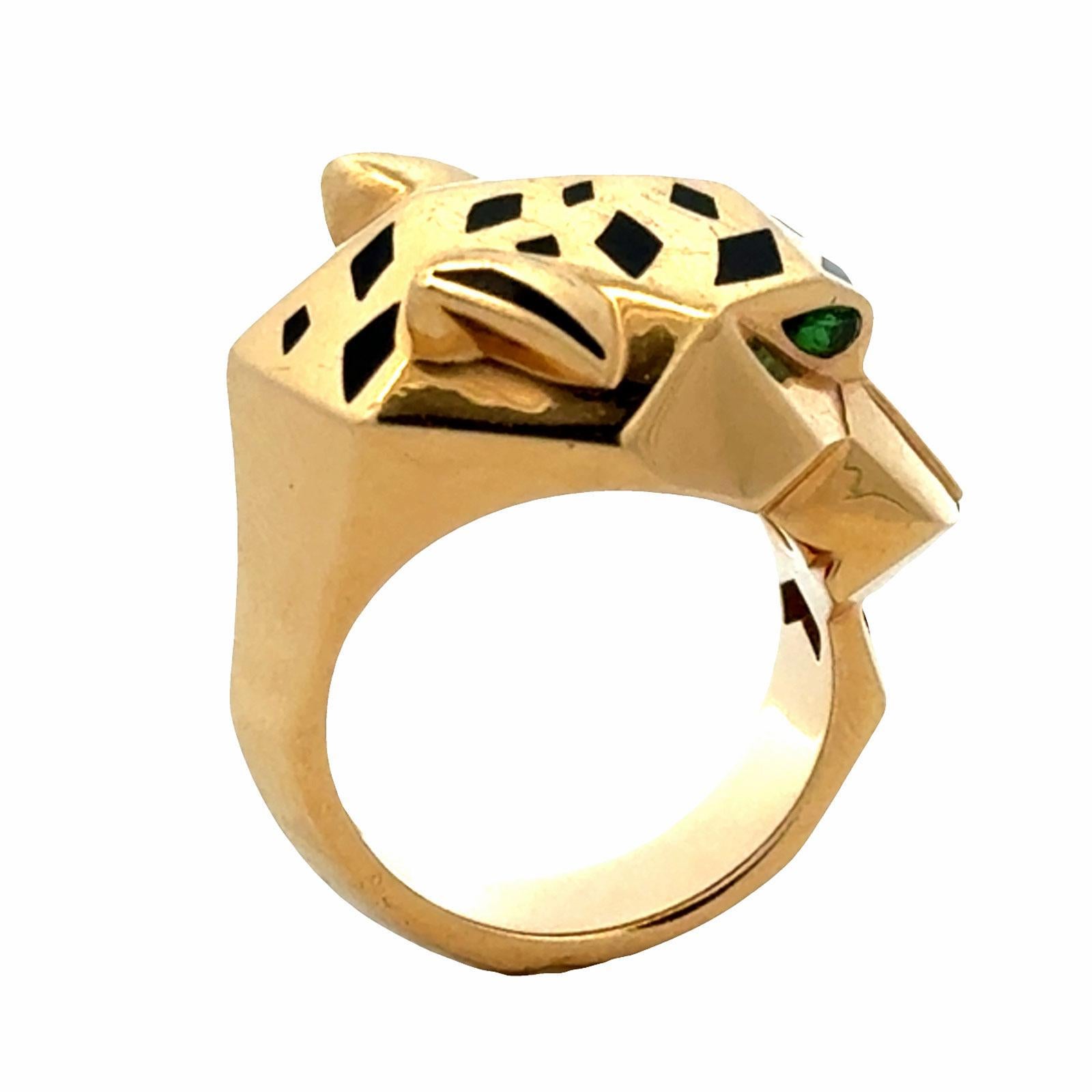 Cartier Panthère de Cartier Tsavortie Black Onyx 18KYG Ring B&P Size 54 ( US 7) in vendita 2
