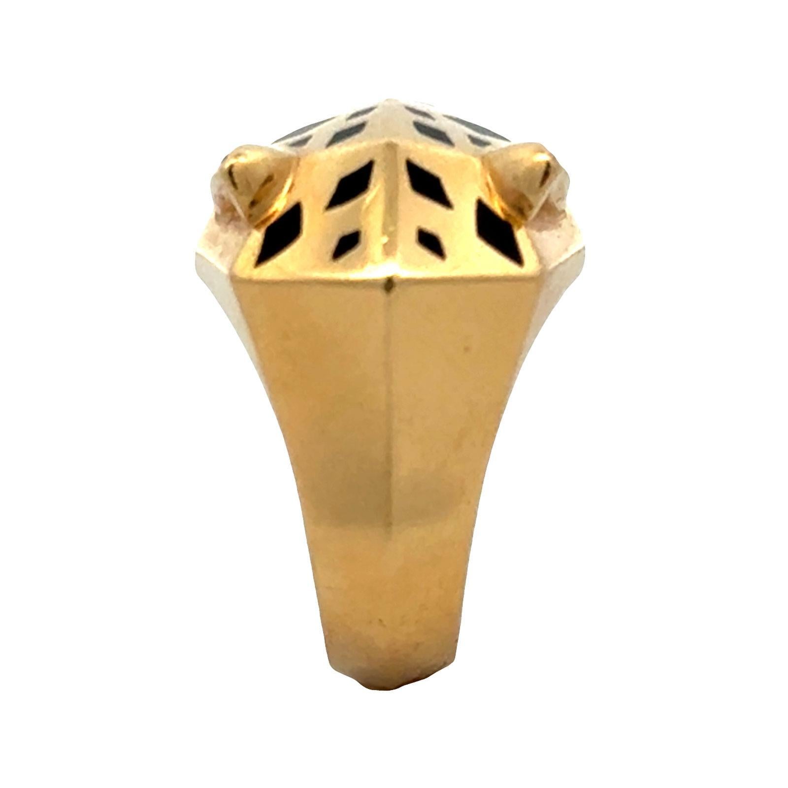 Cartier Panthère de Cartier Tsavortie Black Onyx 18KYG Ring B&P Size 54 ( US 7) in vendita 3