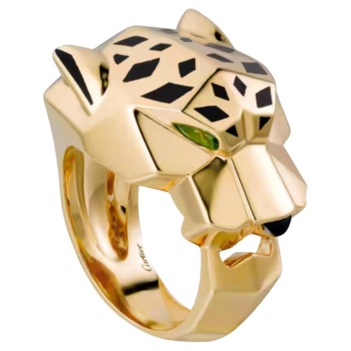 Cartier Panthère de Cartier Tsavortie Black Onyx 18KYG Ring B&P Size 54 ( US 7) in vendita