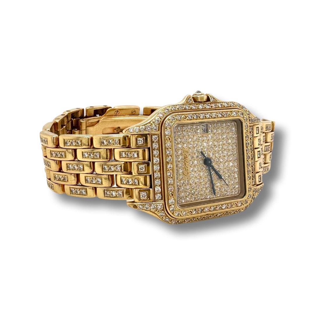 Cartier Panthere De Cartier Uhr aus 18 Karat Gold mit Diamanten 27 mm (Y-99) (Zeitgenössisch) im Angebot