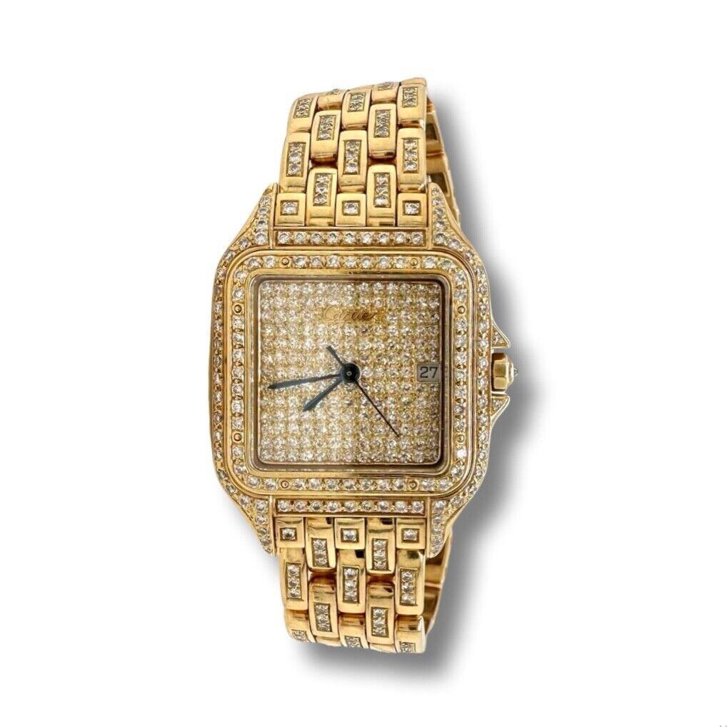 Cartier Panthere De Cartier Uhr aus 18 Karat Gold mit Diamanten 27 mm (Y-99) im Angebot 1