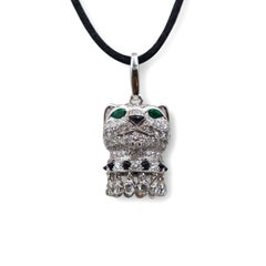 Cartier 'Panthère de Cartier' White Gold Diamond Emerald and Onyx Pendant