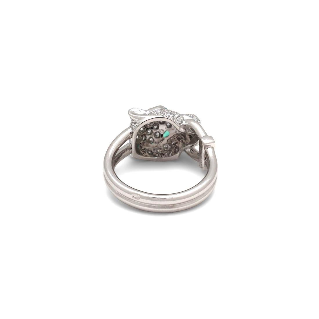 Brilliant Cut Cartier Panthère de Cartier White Gold Diamond Emerald and Onyx Ring