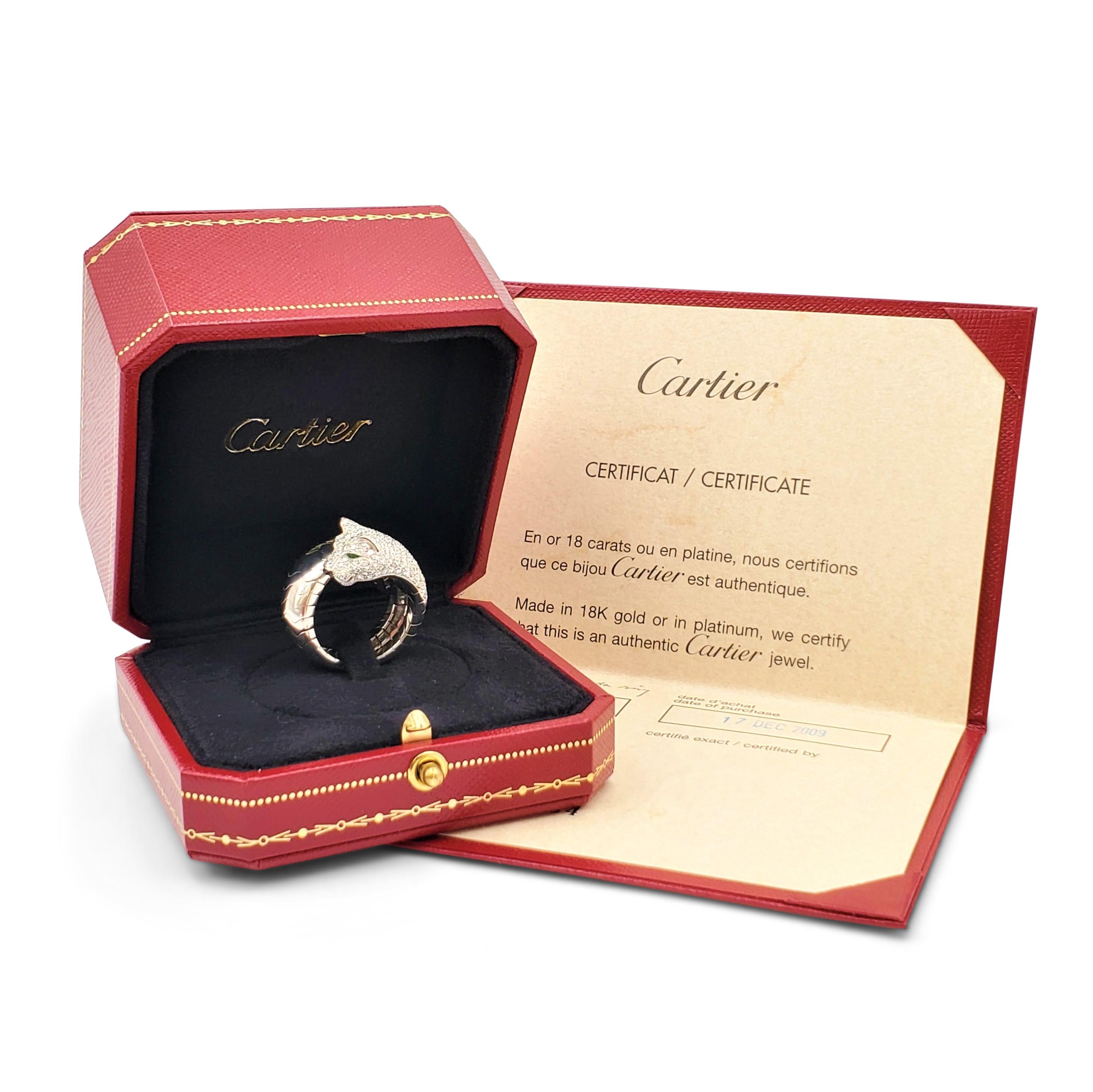 Cartier Panthère de Cartier White Gold Diamond Emerald and Onyx Ring 2
