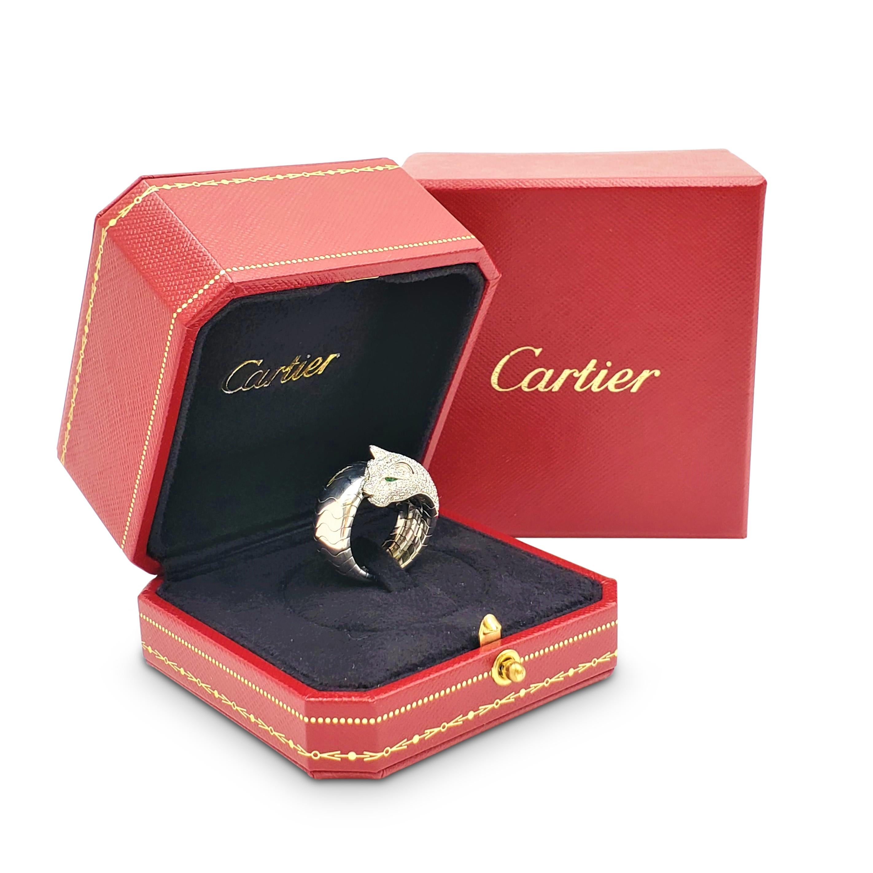 Cartier Panthère de Cartier White Gold Diamond Emerald and Onyx Ring 3