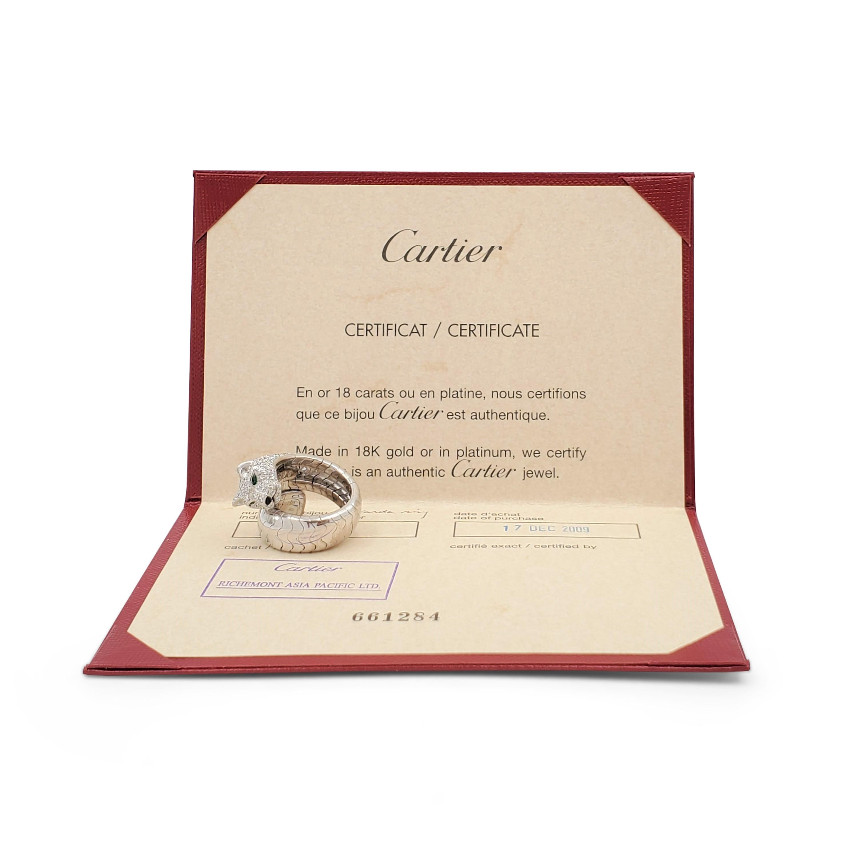 Cartier Panthère de Cartier White Gold Diamond Emerald and Onyx Ring 4