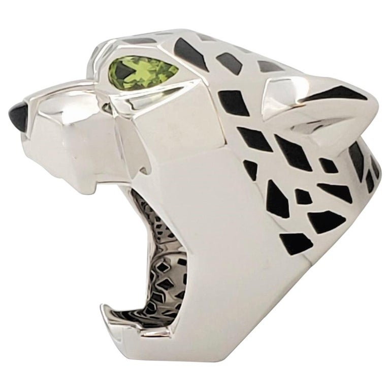 Cartier Panthère de Cartier White Gold Panther Head Ring at 1stDibs