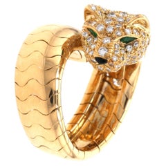 Cartier Panthère De Cartier Yellow Gold Diamond Emerald and Onyx Ring