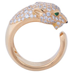Cartier Panthère De Cartier Yellow Gold Diamond Emerald and Onyx Ring