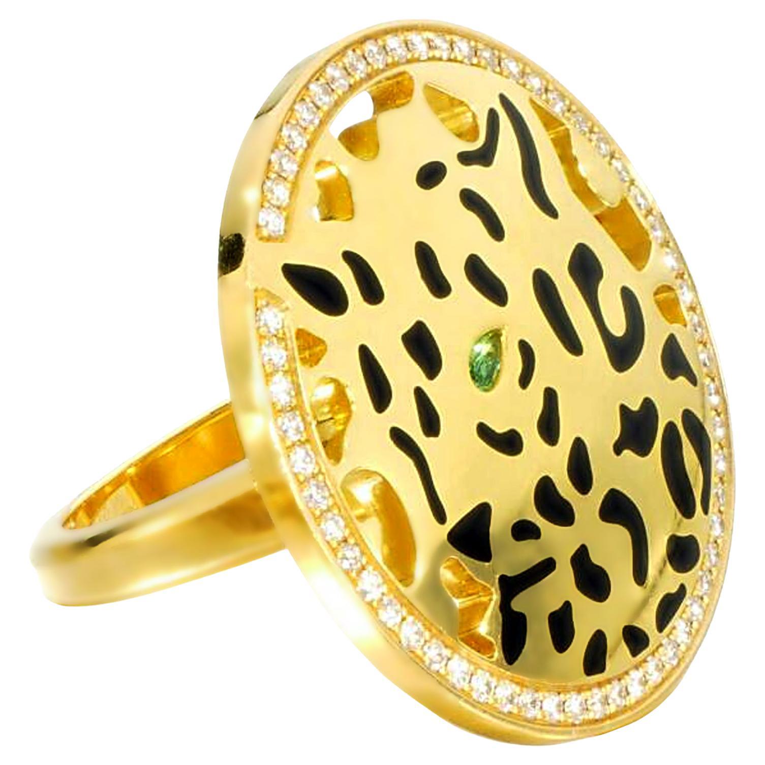 Cartier Panthere De Cartier Yellow Gold Diamond Ring For Sale