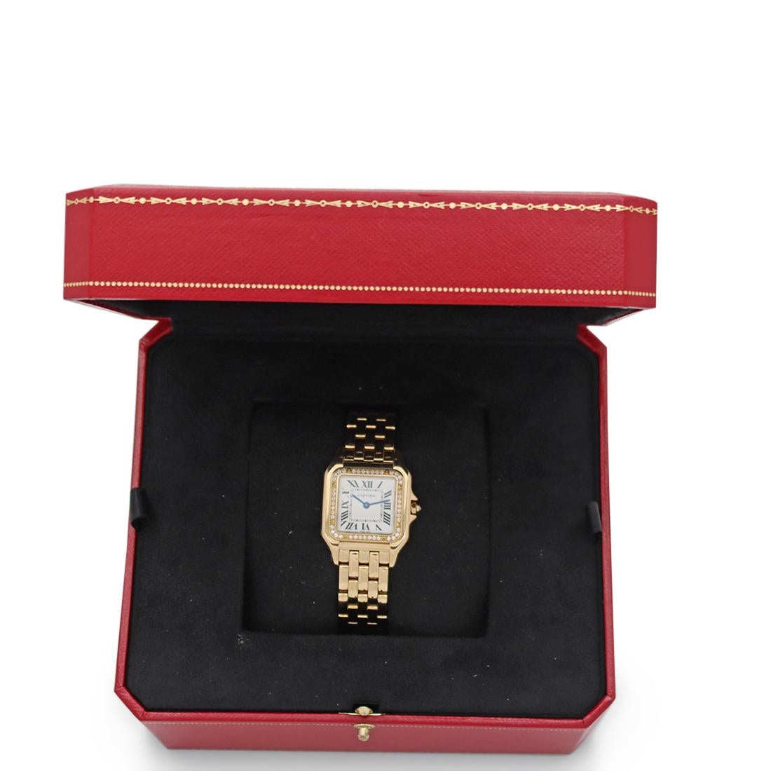 Brilliant Cut Cartier Panthère de Cartier Yellow Gold Diamond Watch, Medium Model