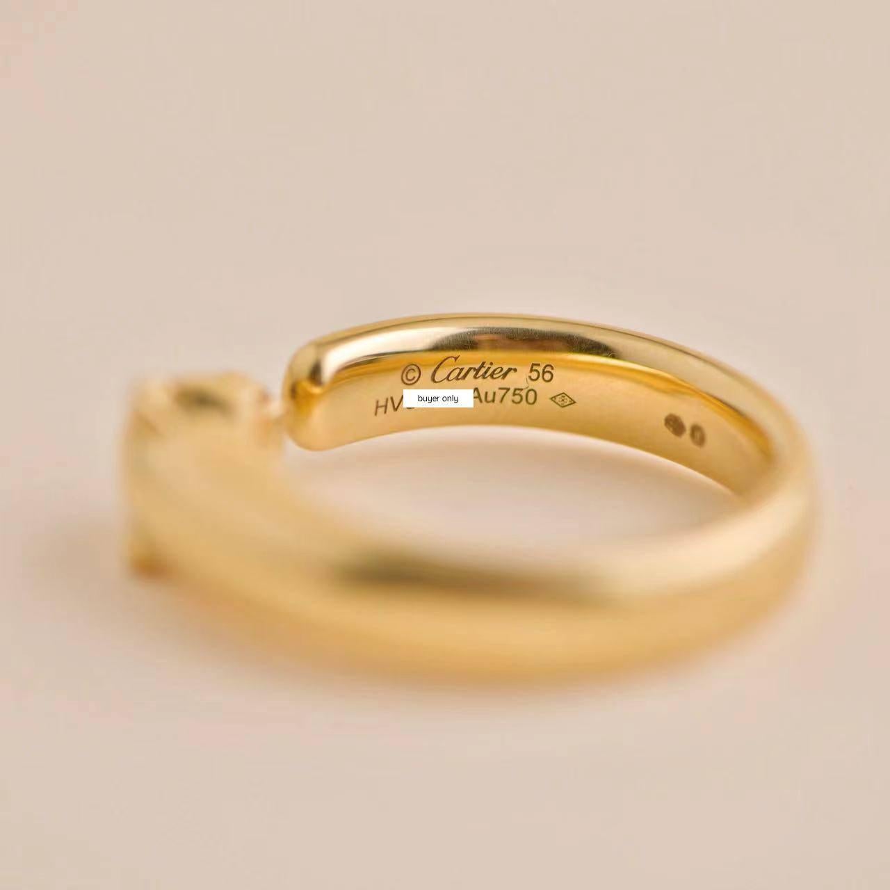 Brilliant Cut Cartier Panthère de Cartier Yellow Gold Ring Size 56