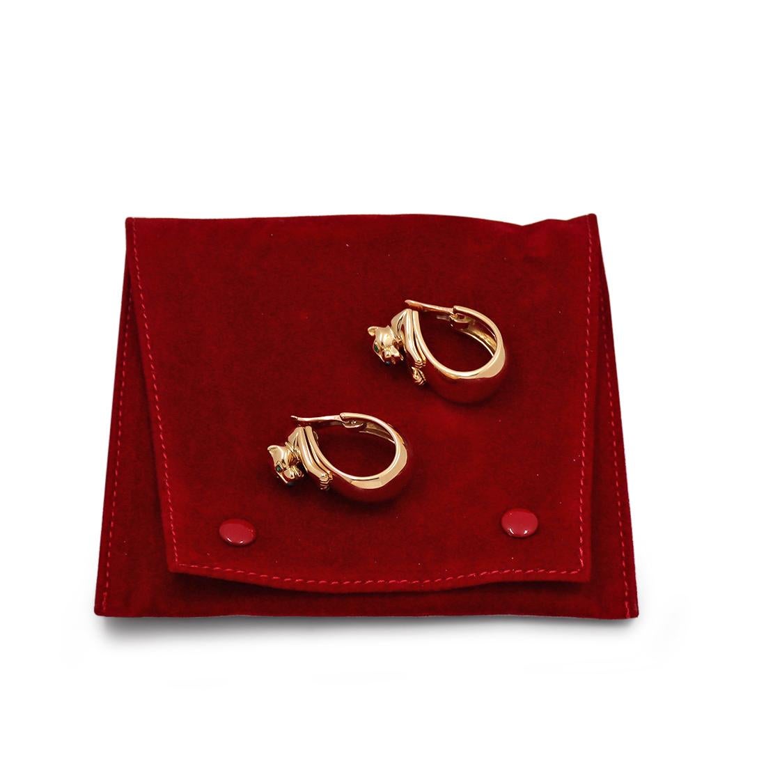 Cartier Panthère de Cartier Yellow Gold, Tsavorite, and Onyx Hoop Earrings 2