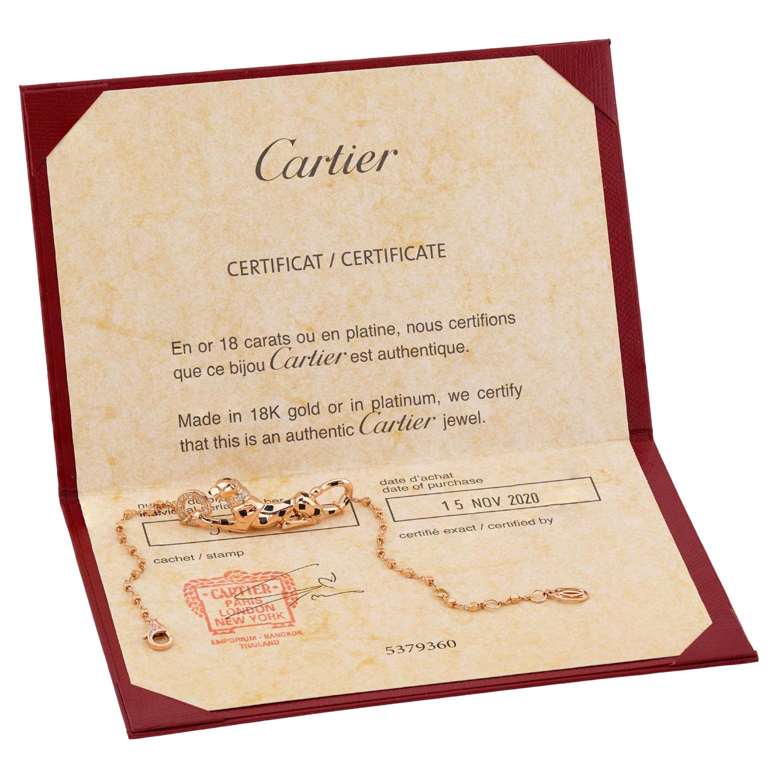 Donna Cartier Panthere De Diamond Tsavorite Bracciale in oro rosa Scatola con documenti in vendita