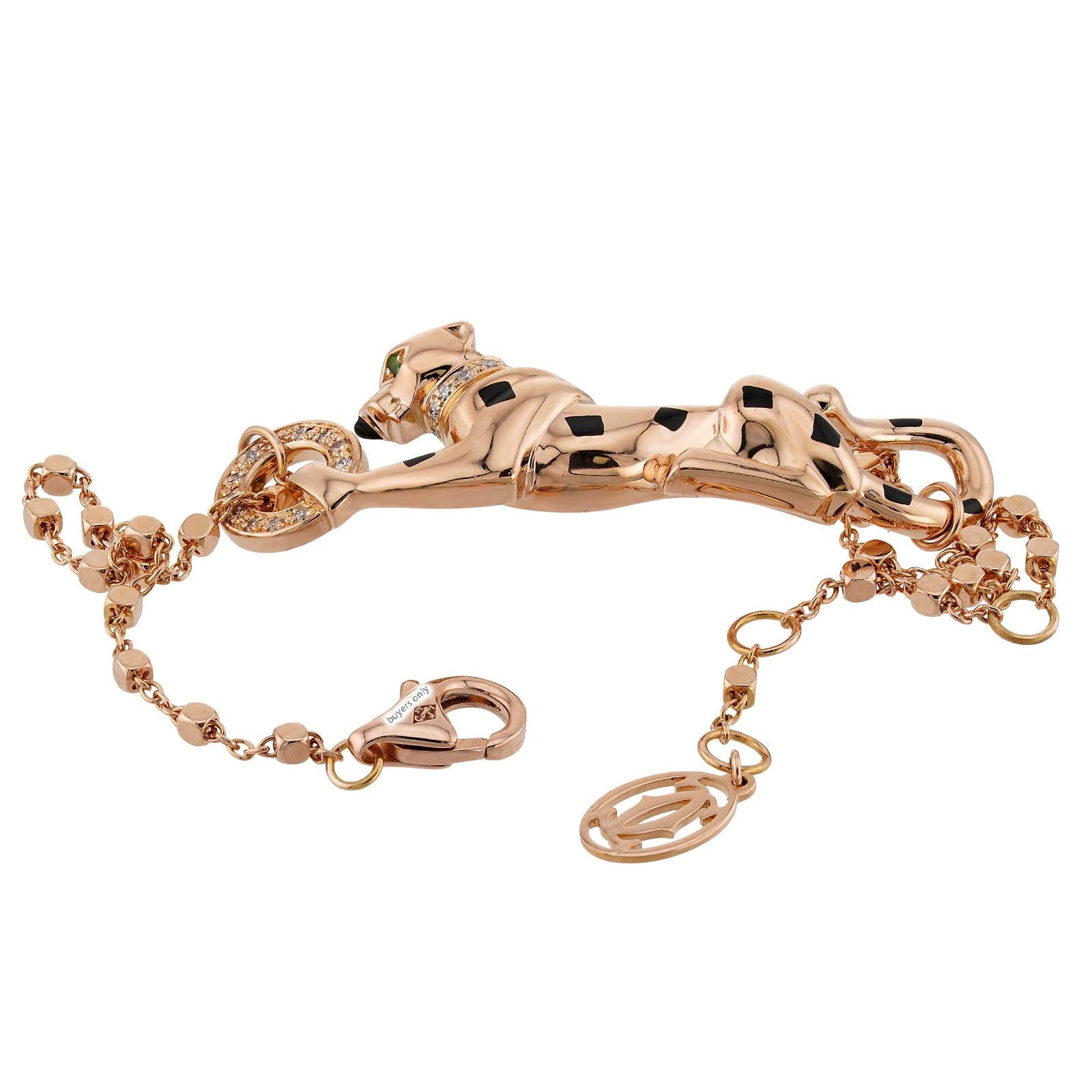 Cartier Panthere De Diamond Tsavorite Bracciale in oro rosa Scatola con documenti in vendita 2