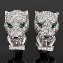 CARTIER Panthere de Pave Diamond White Gold Leopard Earrings