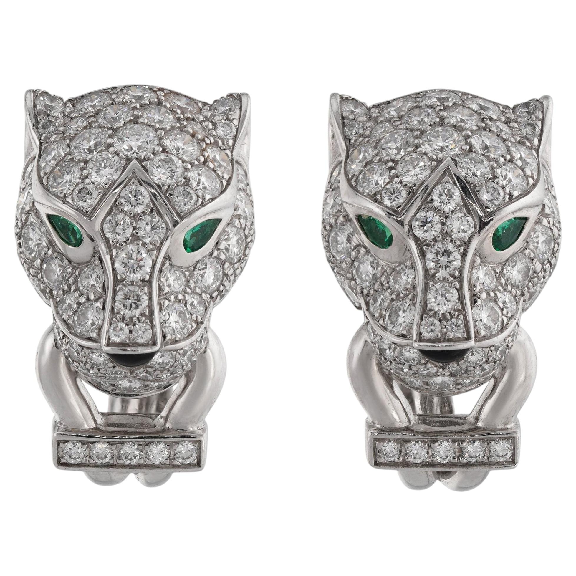 CARTIER Panthere de Pave Diamant Weißgold Leopard Ohrringe
