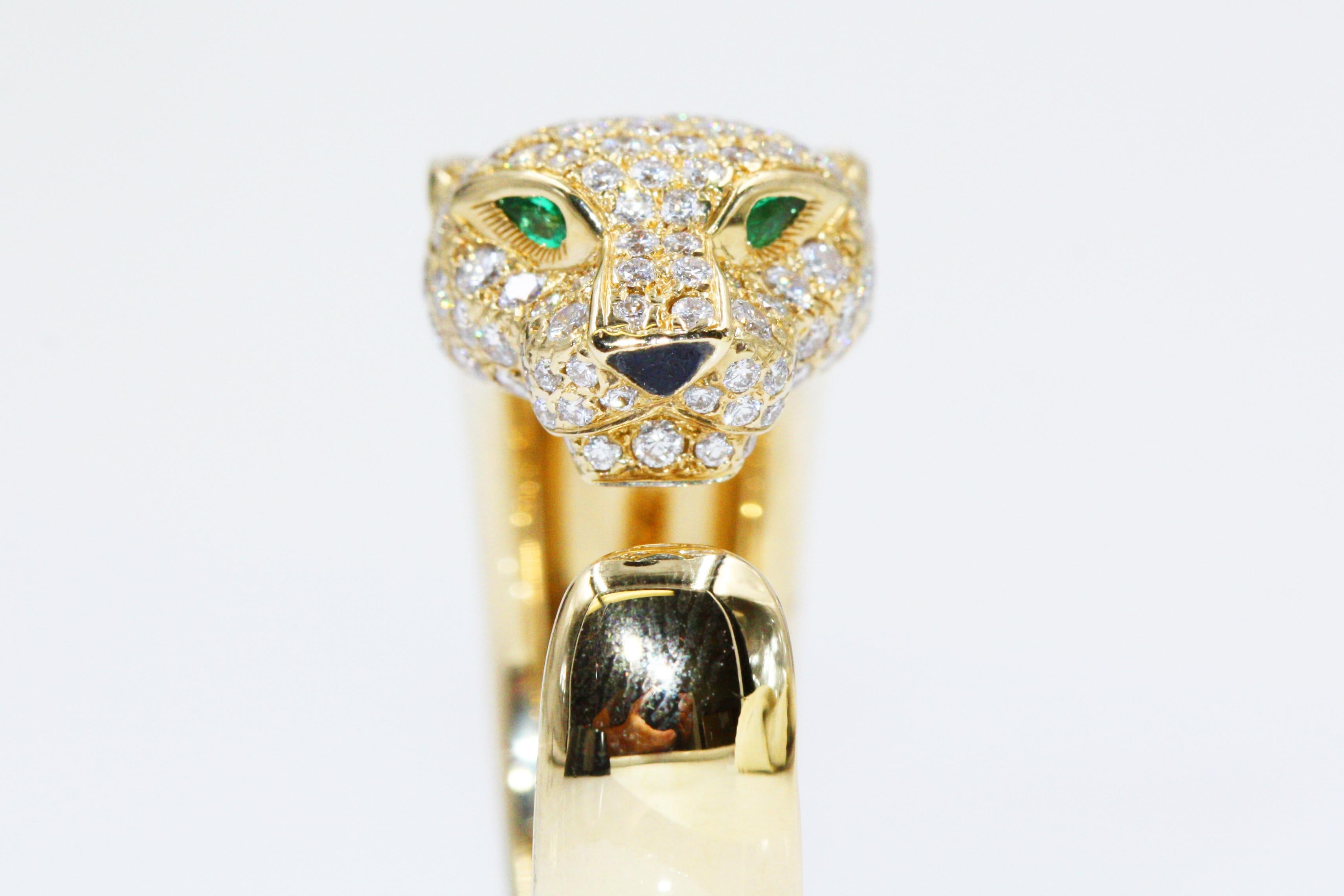Cartier Panthère de Ring, Yellow Gold, Diamonds, Emeralds, Onyx In Excellent Condition In New York, NY
