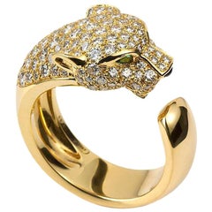 Cartier Panthère de Ring, Yellow Gold, Diamonds, Emeralds, Onyx