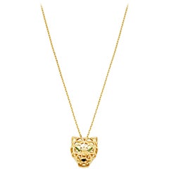 Cartier Panthère De Yellow Gold Tsavorite Garnets Onyx Necklace