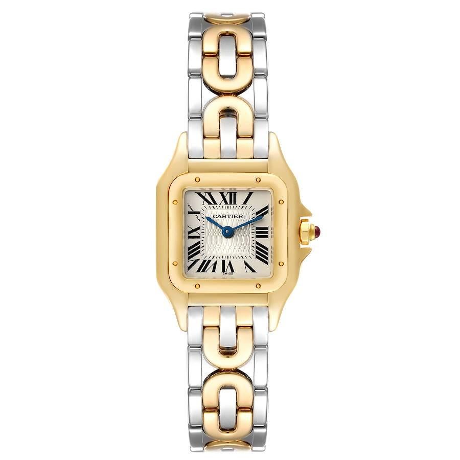 Cartier Panthere Deco 1847 150 Anniversary LE Steel Yellow Gold Watch W25046S1. Quartz movement. 18k yellow gold case 22.0 x 22.0 mm. Octagonal crown set with the ruby cabochon. 18K yellow gold bezel, secured with 8 stainless steel pins. Scratch