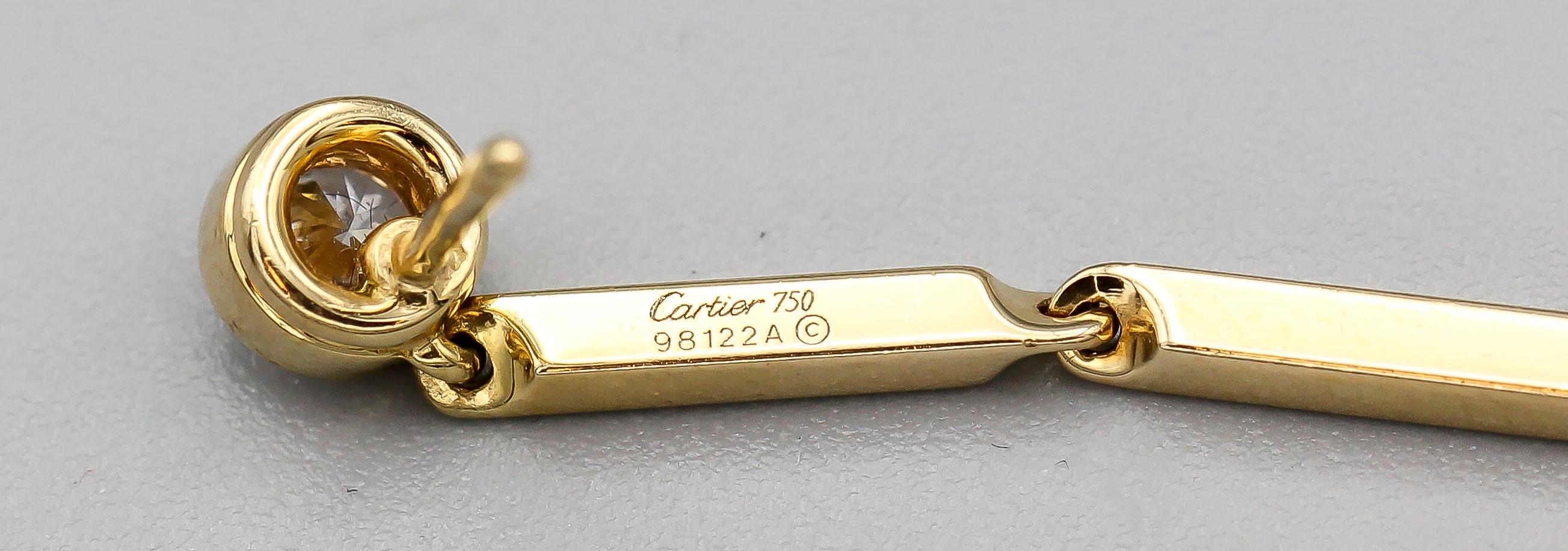 Cartier Panthere Diamond, 18 Karat Gold and Black Lacquer Pendant Earrings In Excellent Condition In New York, NY