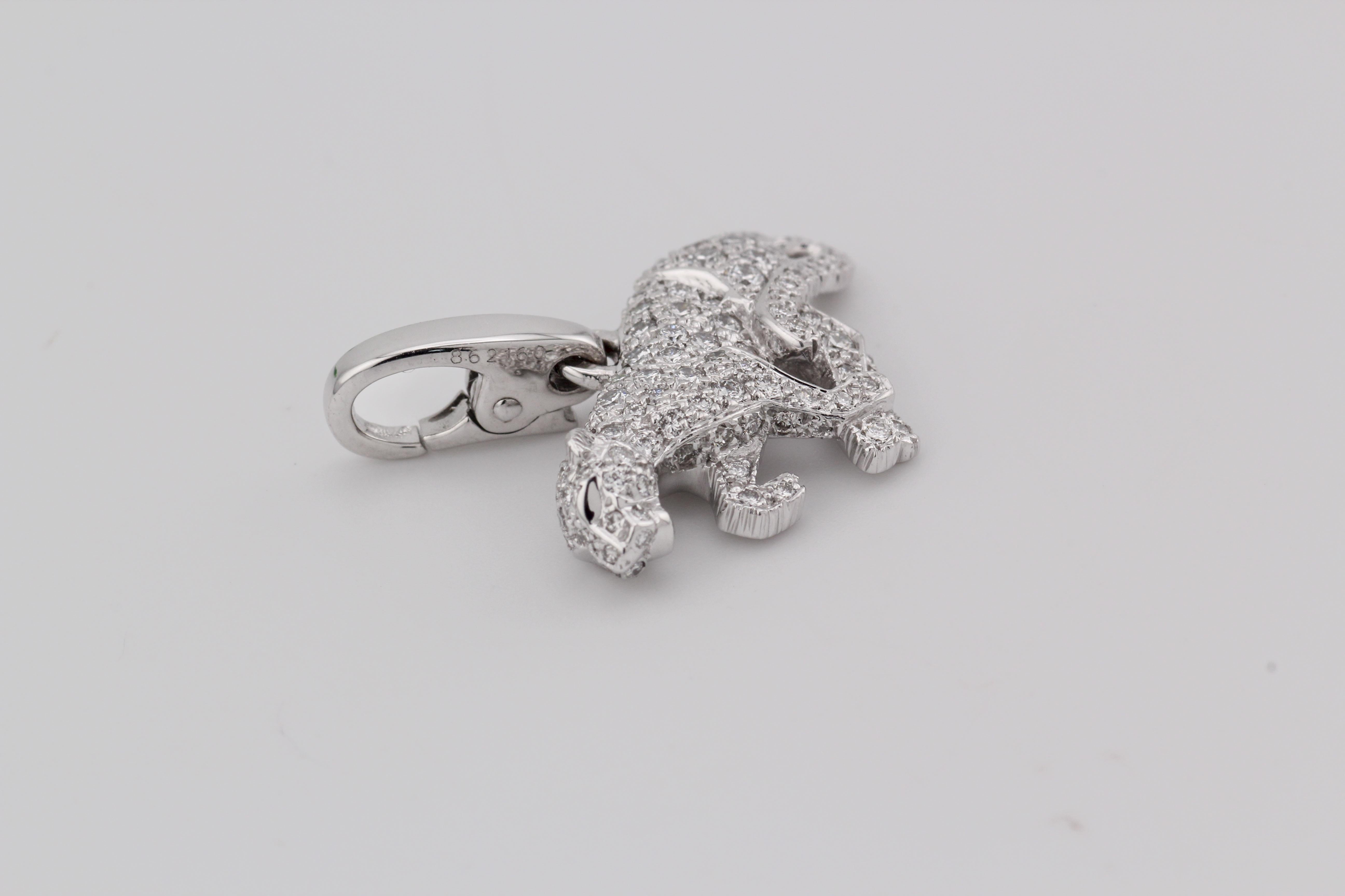 Donna Ciondolo charme Cartier Panthere Diamond in oro bianco 18 carati in vendita