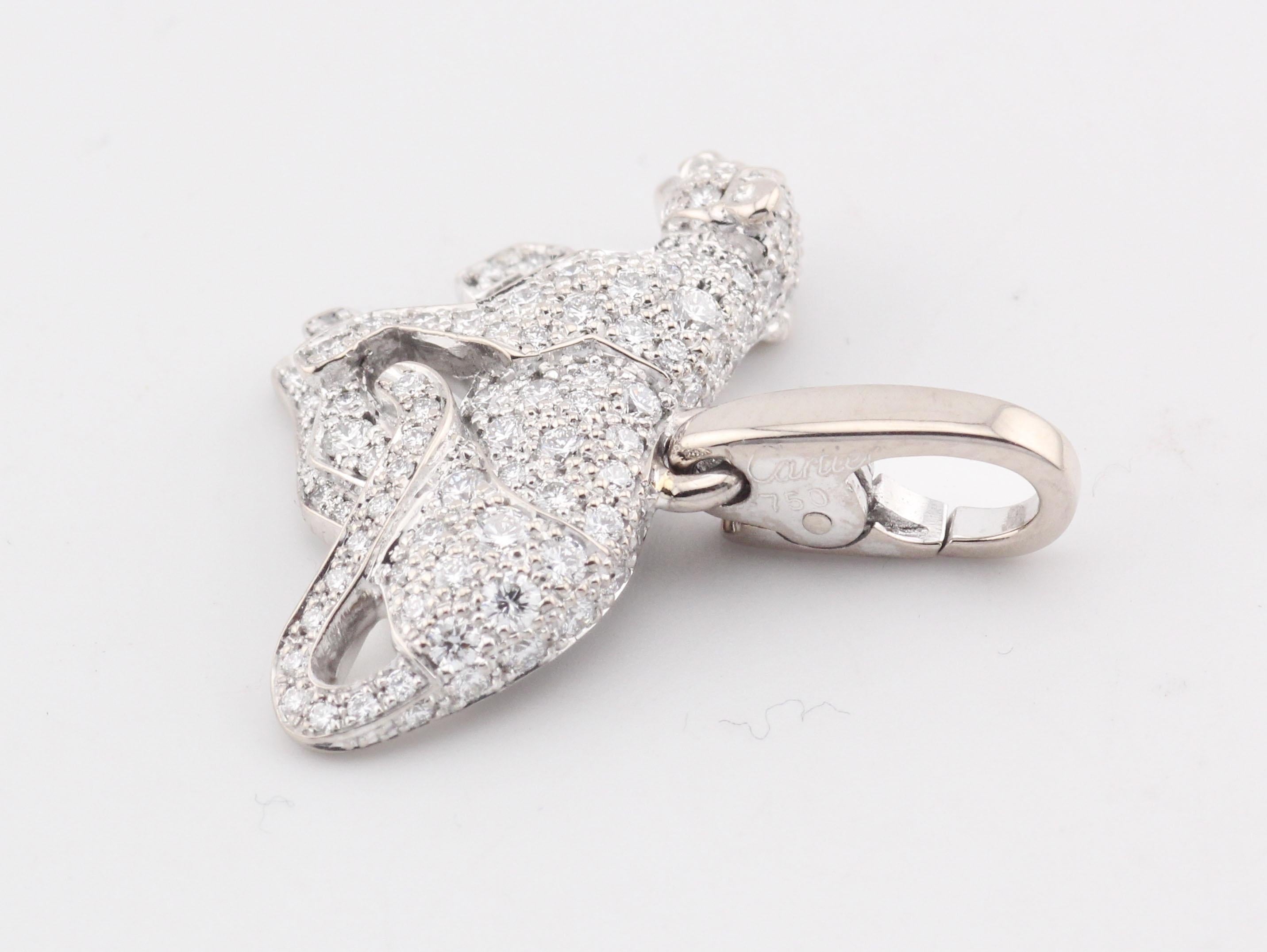Donna Ciondolo charme Cartier Panthere Diamond in oro bianco 18 carati in vendita