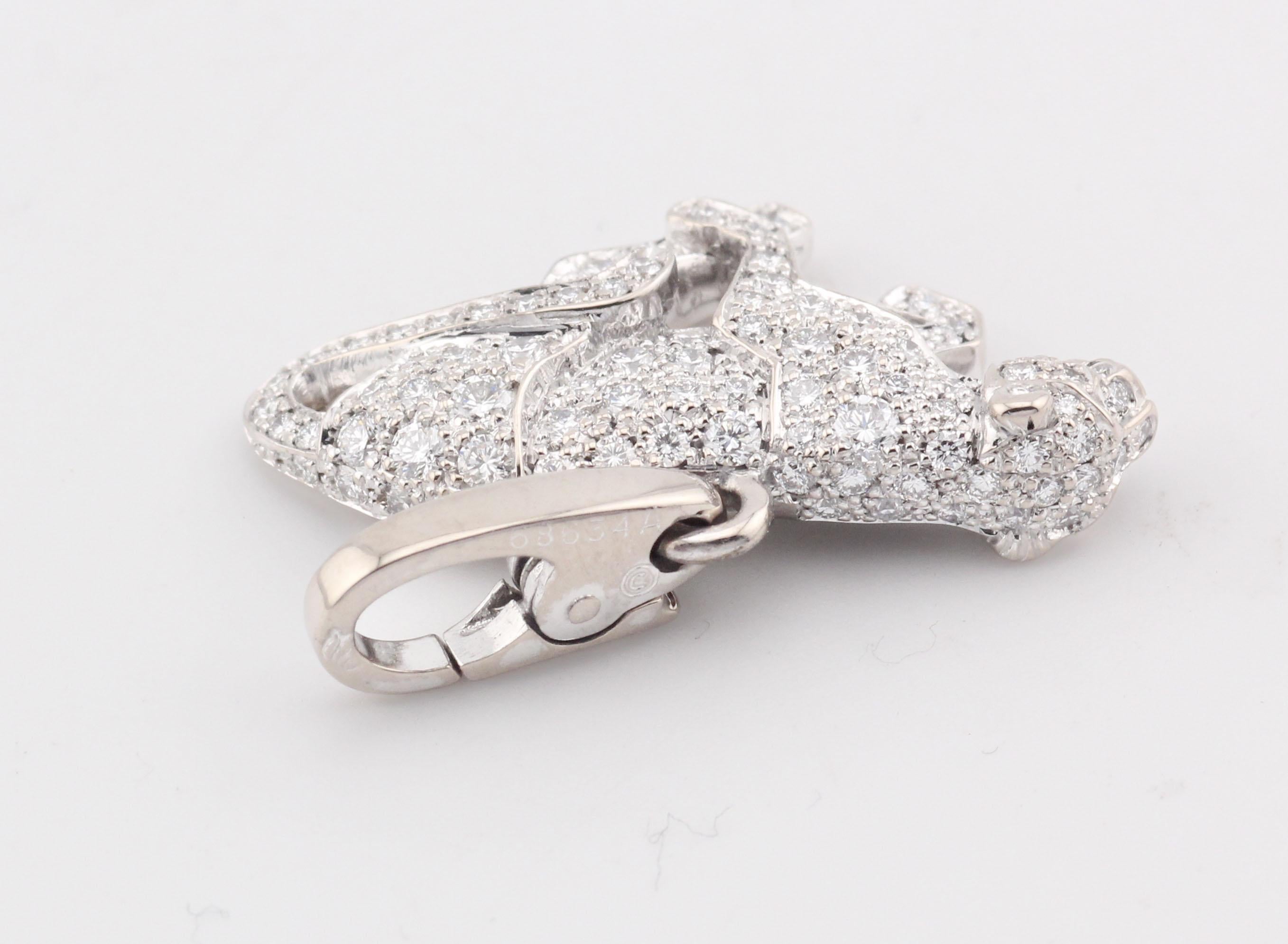 Ciondolo charme Cartier Panthere Diamond in oro bianco 18 carati in vendita 1