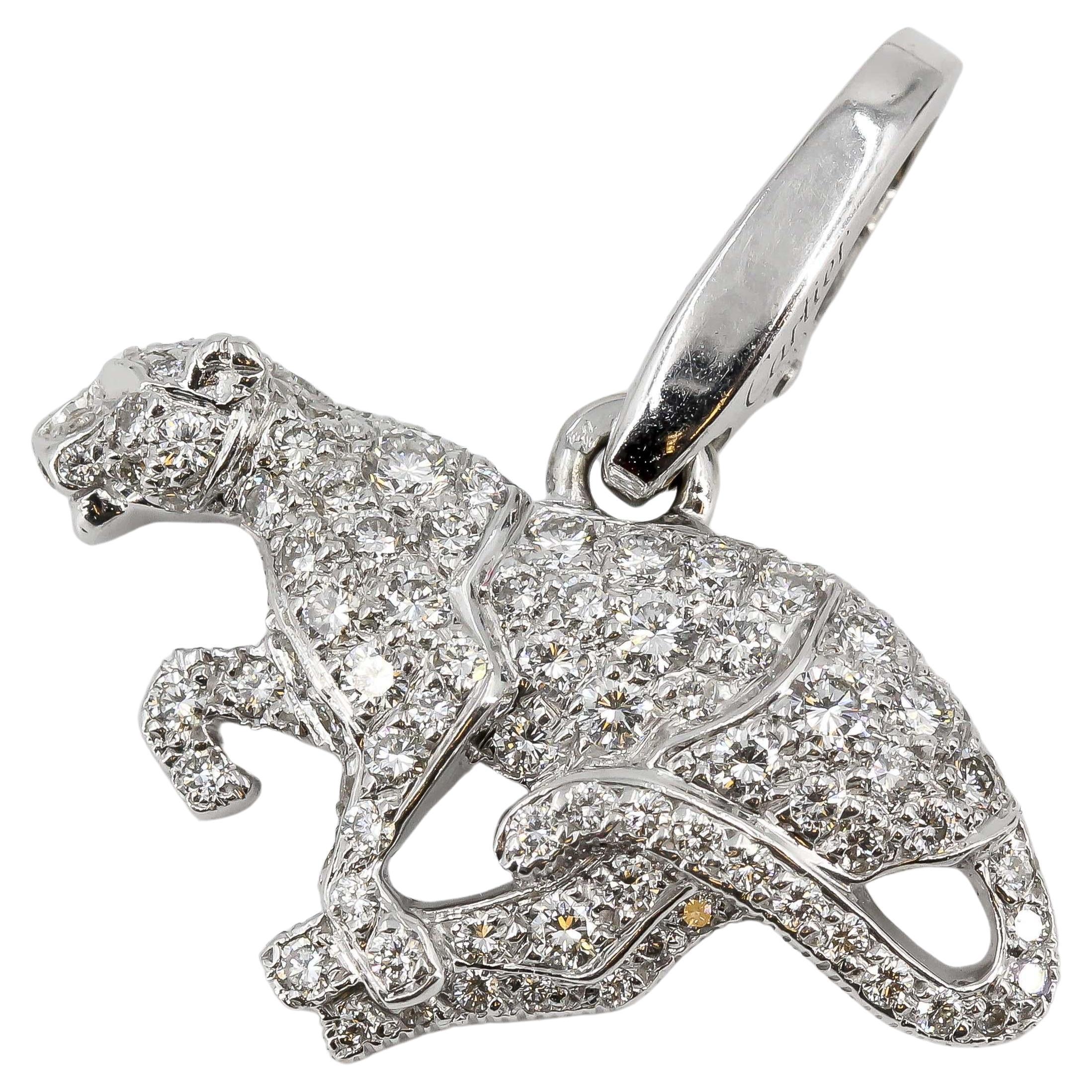 Cartier Panthere Diamond 18 Karat White Gold Charm Pendant