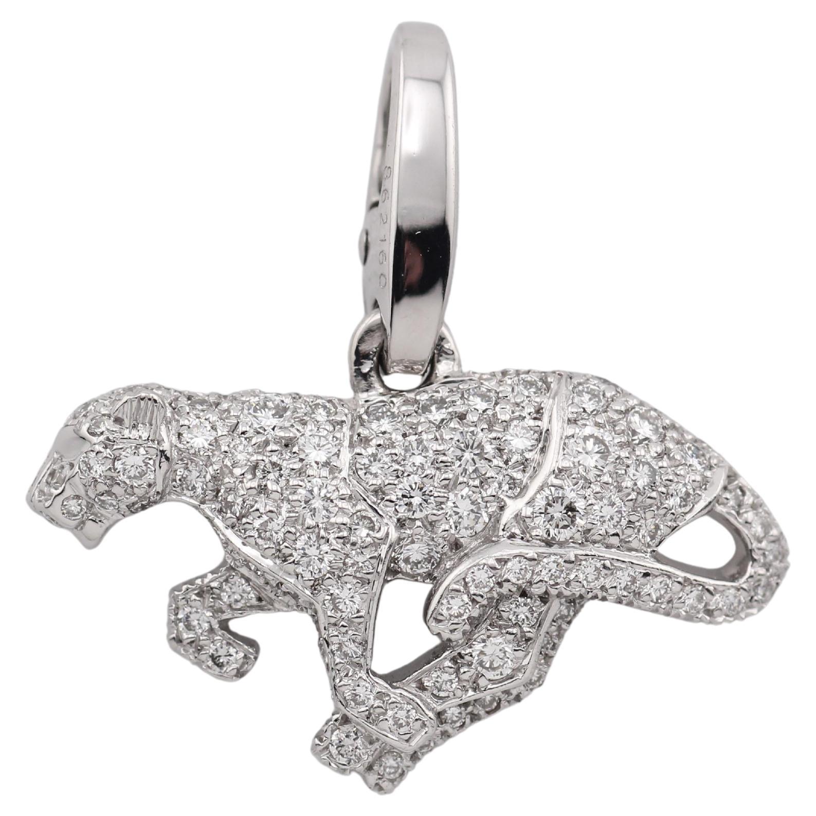 Ciondolo charme Cartier Panthere Diamond in oro bianco 18 carati in vendita