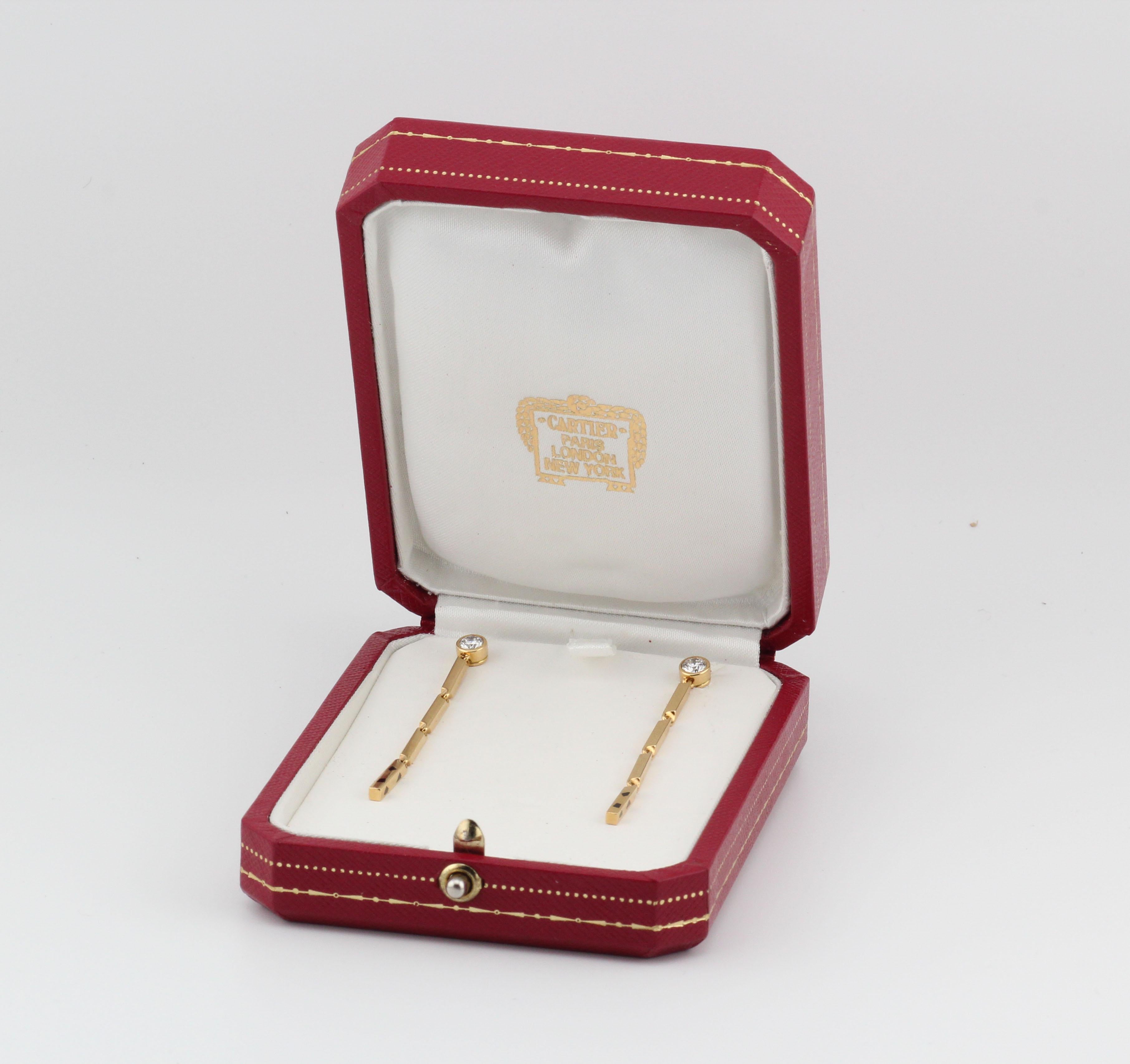 Pendientes Colgantes Cartier Panthere Diamante y Laca Negra Oro 18 Kilates en venta 1
