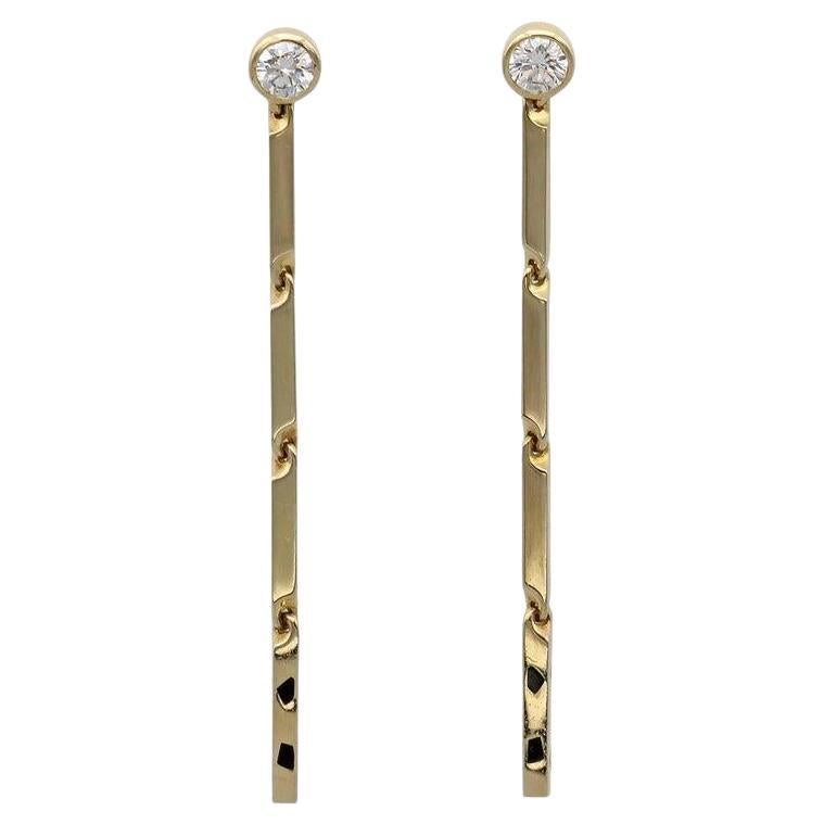 Cartier Panthere Diamond and Black Lacquer 18 Karat Gold Pendant Earrings For Sale