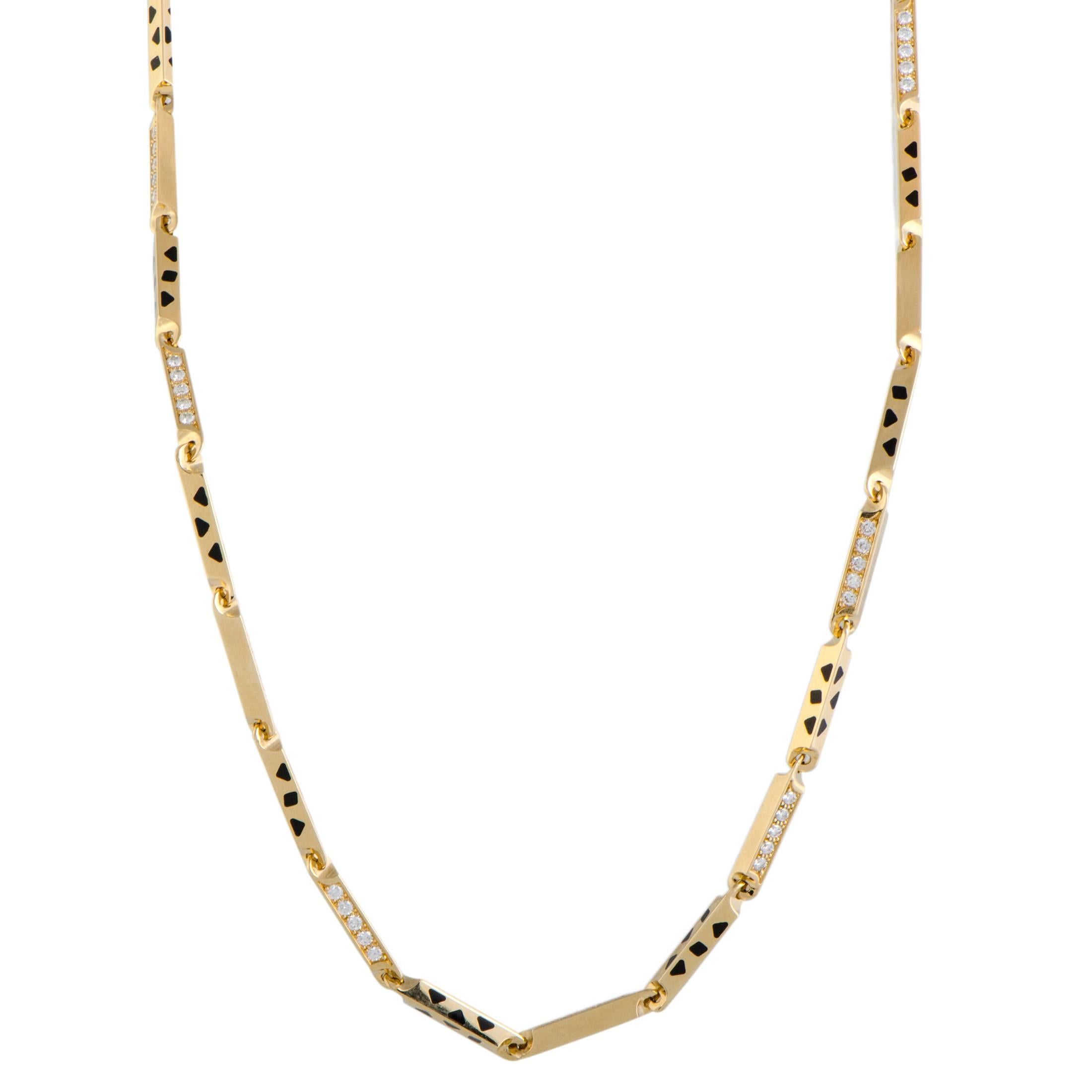 Cartier Panthere Diamond and Black Lacquer Gold Collar Necklace