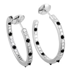 Cartier Panthère Diamond and Spiked-Shaped Onyx White Gold Hoop Earrings