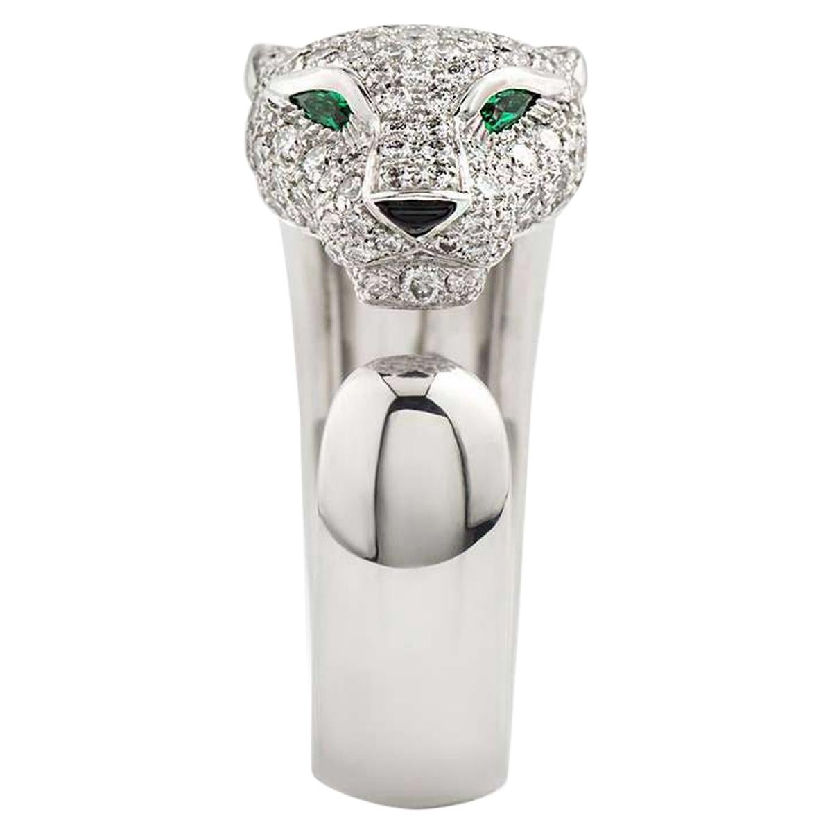 Cartier Panthere Diamond Emerald and Onyx Ring N4224900