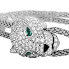 Cartier Panthère Diamond, Emerald and Onyx White Gold Panther Bracelet