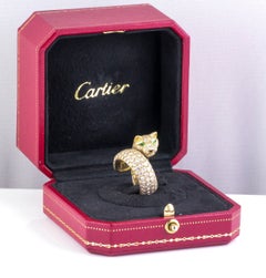 Cartier Panthere Diamond Emerald Onyx 18 Karat Gold Ring