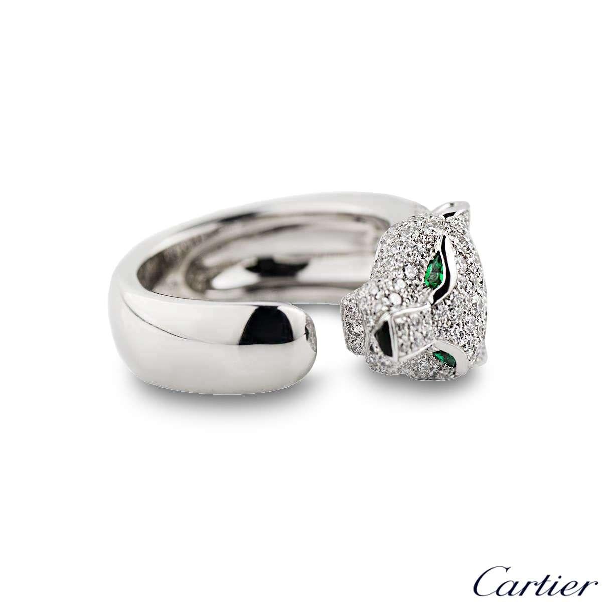 Women's Cartier Panthere Diamond Emerald and Onyx Ring N4224900