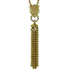Cartier Panthere Diamond Garnet Onyx Black Lacquer Yellow Gold Necklace
