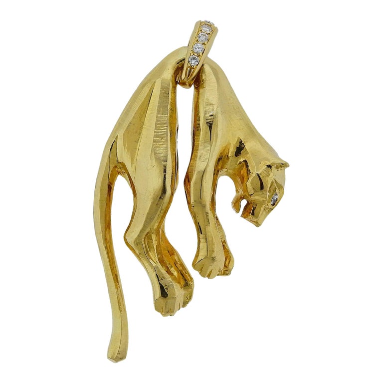 Cartier Panthere Diamond Gold Pendant at 1stDibs | cartier panthere  pendant, cartier panther anhänger original, cartier panther pendant