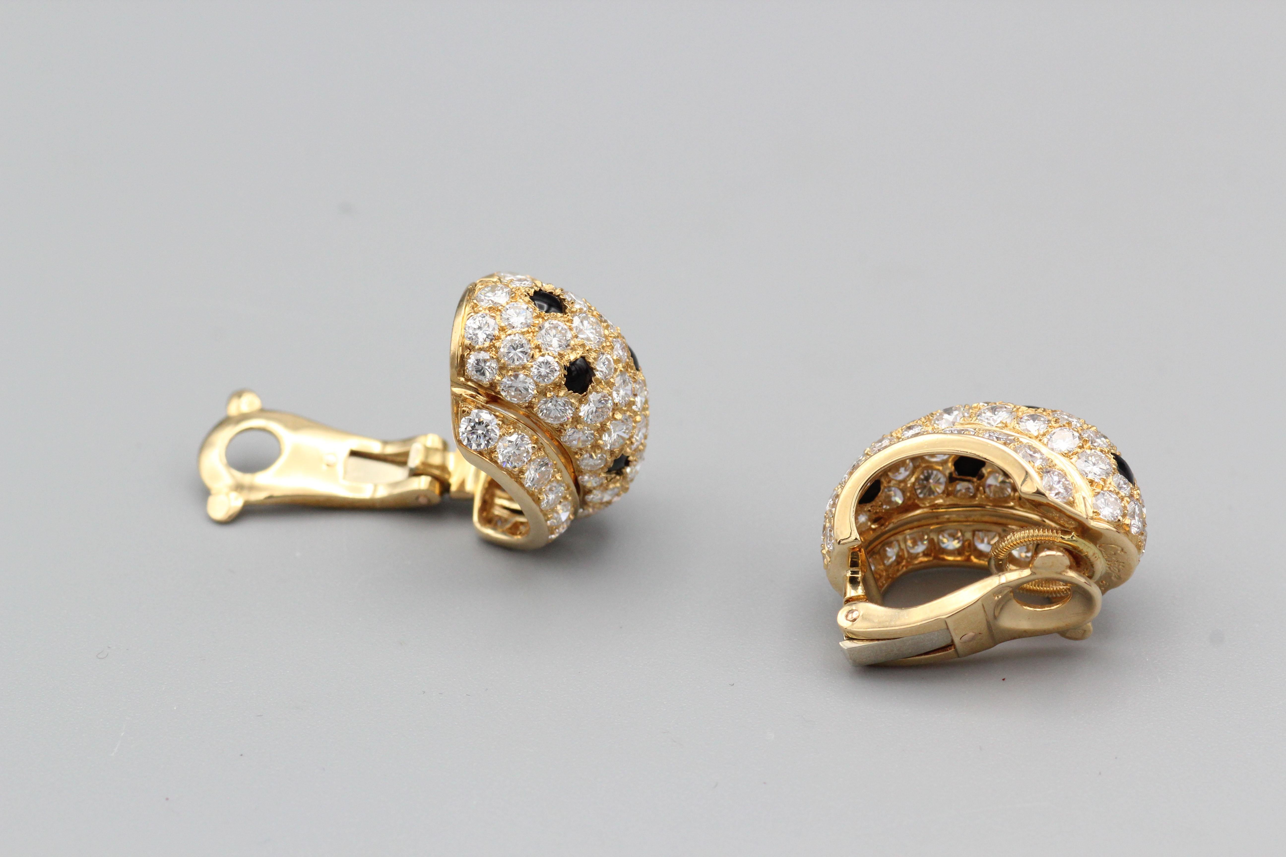 Cartier Panthere Diamond, Onyx 18 Karat Gold Earrings 1