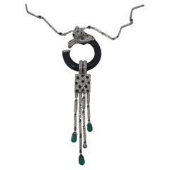 Cartier Panthere Diamond, Onyx & Emeralds Necklace