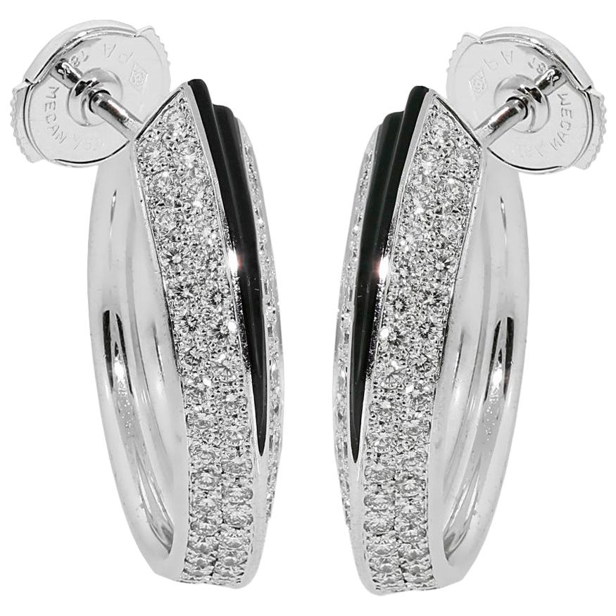 Cartier Panthere Diamond Onyx Gold Earrings For Sale