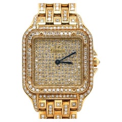 Cartier Panthère Diamond Pavé Dial 18K Yellow Gold Luxury Ladies Watch