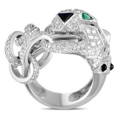 Cartier Panthère Diamond Pave, Onyx and Emerald White Gold Ring